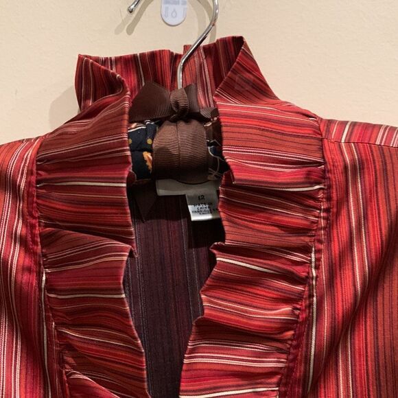 Talbots Striped Ruffled Blouse - Picture 2 of 11